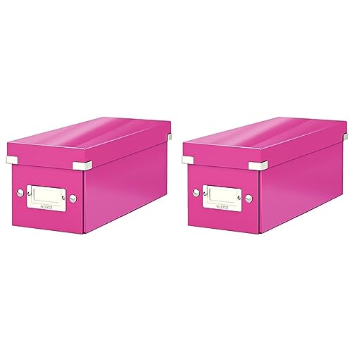 Leitz CD Aufbewahrungsbox, Pink, Mit Deckel, Click & Store, 60410023 (Packung mit 2) von Leitz