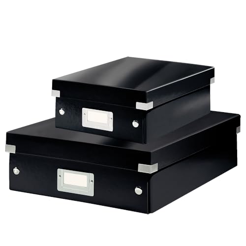 Leitz Click & Store Set Aufbewahrungsbox mit Deckel Klein + Mittelgroß, Box mit Trennwänden für Zubehör im Büro oder Haushalt, Transportbox aus recycelter Premium-Hartpappe, 60570095 + 60580095 von Leitz