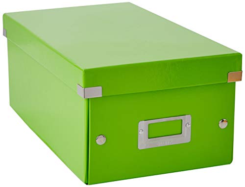 Leitz Click & Store kleine längliche Aufbewahrungsbox, DVD Aufbewahrung, Ideal als Geschenkbox mit Deckel, Stapelbox aus hochwertiger Hartpappe mit laminierter Oberfläche, Grün, 60420054 von Leitz