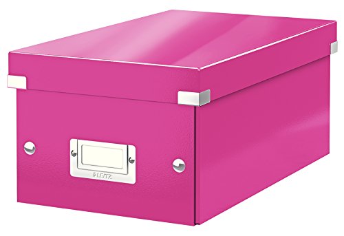 Leitz Click & Store kleine längliche Aufbewahrungsbox, DVD Aufbewahrung, Ideal als Geschenkbox mit Deckel, Stapelbox aus hochwertiger Hartpappe mit laminierter Oberfläche, Pink, 60420023 von Leitz