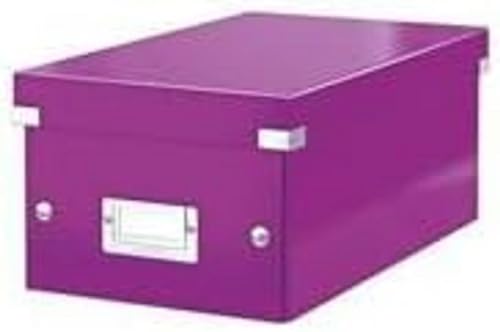 Leitz Click & Store kleine längliche Aufbewahrungsbox, DVD Aufbewahrung, Ideal als Geschenkbox mit Deckel, Stapelbox aus hochwertiger Hartpappe mit laminierter Oberfläche, Violett, 60420062 von Leitz