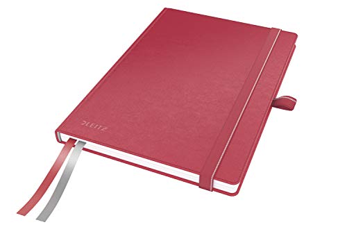 Leitz Complete Qualitäts-Notizbuch A5 kariert, 160 Seiten, 80 Blatt, Hardcover mit hochwertigem Einband, 100 g/m² Papier FSC zertifiziert, Verschluss, Lesezeichen, Stiftschlaufe, Rot, 44770025 von Leitz