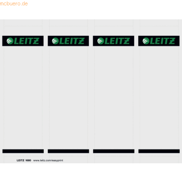 Leitz Einsteckrückenschilder 57x190mm PC-beschriftbar grau VE=100 Stüc von Leitz