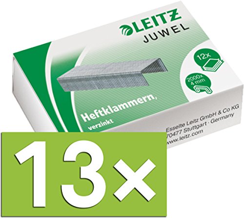 Leitz Heftklammern Juwel, verzinkt 26000 Stück (13 Packungen / 4 mm) von Leitz