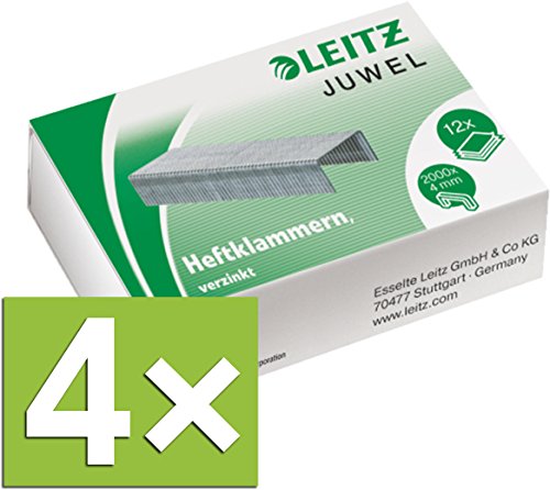 Leitz Heftklammern Juwel, verzinkt 8000 Stück (4 Packungen / 4 mm) von Leitz