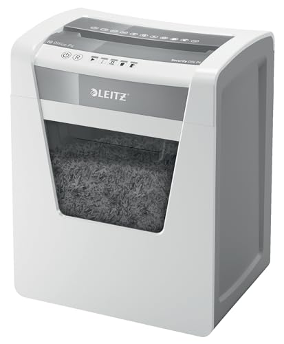 Leitz IQ Aktenvernichter Office Sicherheitsstufe P4 mit Touch-Funktionstasten, Partikelschnitt, 17-15 Blatt Kapazität (70-80 g/m²), 23L Abfallbehälter, 80030000 von Leitz