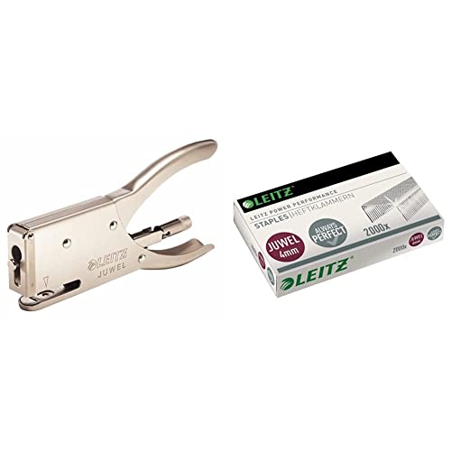 Leitz Juwel Heftzange Für 12 Blatt, Für Heftklammern 4 mm, Metall, 55560082 & Heftklammern 4 mm, Box Mit 2000 Stück, Verzinkt, 56400000 Leitz Juwel Heftzange Für 12 Blatt, Für Heftklammern 4 mm, Metall, 55560082 & Heftklammern 4 mm, Box Mit 2000 Stück, Verzinkt, 56400000 von Leitz