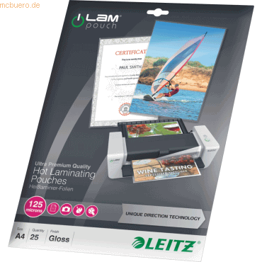 Leitz Laminiertaschen iLAM A4 125mic glänzend VE=25 Stück von Leitz