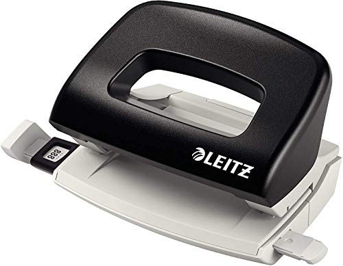 Leitz Mini Büro Locher aus Metall, kleiner Locher für 10 Blatt, Anschlagschiene mit Formatangaben, Ergonomisches Design, schwarz, 50580095 Leitz Mini Büro Locher aus Metall, kleiner Locher für 10 Blatt, Anschlagschiene mit Formatangaben, Ergonomisches Design, schwarz, 50580095 von Leitz