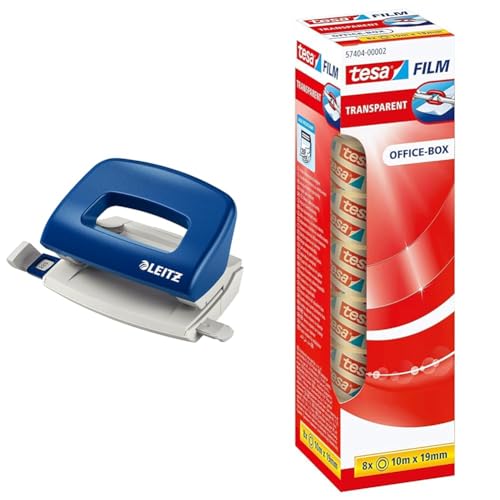 Leitz Mini Büro Locher aus Metall, kleiner Locher für 10 Blatt & tesafilm transparent - Transparentes Klebeband mit starker Haftung - alterungsbeständig und reißfest - 10 m x 19 mm - 8er Pack Leitz Mini Büro Locher aus Metall, kleiner Locher für 10 Blatt & tesafilm transparent - Transparentes Klebeband mit starker Haftung - alterungsbeständig und reißfest - 10 m x 19 mm - 8er Pack von Leitz