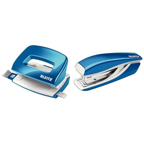 Leitz Mini-Locher + Mini-Heftgerät, für 10 Blatt, Anschlagschiene mit Formatangaben, Tacker mit 1000 Heftklammern, Ergonomisches Design, Blau, WOW-Serie, 50601036 + 55281036 Leitz Mini-Locher + Mini-Heftgerät, für 10 Blatt, Anschlagschiene mit Formatangaben, Tacker mit 1000 Heftklammern, Ergonomisches Design, Blau, WOW-Serie, 50601036 + 55281036 von Leitz