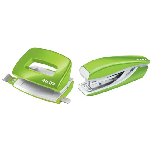 Leitz Mini-Locher + Mini-Heftgerät, für 10 Blatt, Anschlagschiene mit Formatangaben, Tacker mit 1000 Heftklammern, Ergonomisches Design, Grün, WOW-Serie, 50601054 + 55281054 Leitz Mini-Locher + Mini-Heftgerät, für 10 Blatt, Anschlagschiene mit Formatangaben, Tacker mit 1000 Heftklammern, Ergonomisches Design, Grün, WOW-Serie, 50601054 + 55281054 von Leitz
