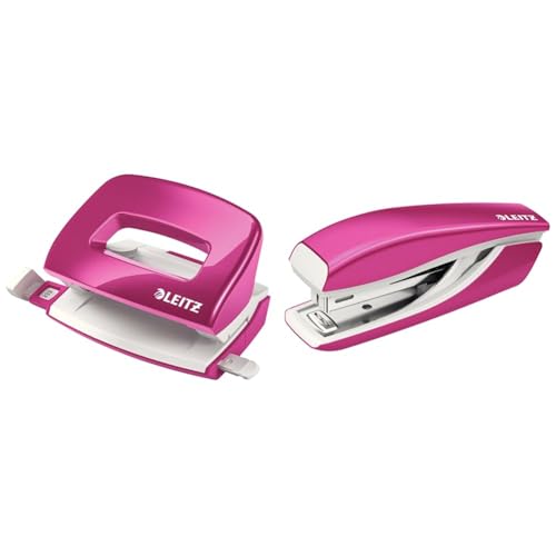Leitz Mini-Locher + Mini-Heftgerät, für 10 Blatt, Anschlagschiene mit Formatangaben, Tacker mit 1000 Heftklammern, Ergonomisches Design, Pink, WOW-Serie, 50601023 + 55281023 Leitz Mini-Locher + Mini-Heftgerät, für 10 Blatt, Anschlagschiene mit Formatangaben, Tacker mit 1000 Heftklammern, Ergonomisches Design, Pink, WOW-Serie, 50601023 + 55281023 von Leitz