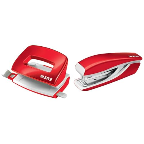 Leitz Mini-Locher + Mini-Heftgerät, für 10 Blatt, Anschlagschiene mit Formatangaben, Tacker mit 1000 Heftklammern, Ergonomisches Design, Rot, WOW-Serie, 50601026 + 55281026 Leitz Mini-Locher + Mini-Heftgerät, für 10 Blatt, Anschlagschiene mit Formatangaben, Tacker mit 1000 Heftklammern, Ergonomisches Design, Rot, WOW-Serie, 50601026 + 55281026 von Leitz