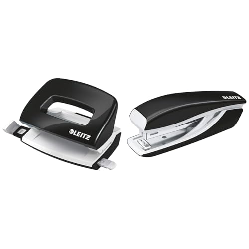 Leitz Mini-Locher + Mini-Heftgerät, für 10 Blatt, Anschlagschiene mit Formatangaben, Tacker mit 1000 Heftklammern, Ergonomisches Design, Schwarz, WOW-Serie, 50601095 + 55281095 Leitz Mini-Locher + Mini-Heftgerät, für 10 Blatt, Anschlagschiene mit Formatangaben, Tacker mit 1000 Heftklammern, Ergonomisches Design, Schwarz, WOW-Serie, 50601095 + 55281095 von Leitz