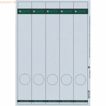 Leitz Ordnerrückenschilder 39x285mm auf A4 selbstklebend VE=125 Stück Leitz Ordnerrückenschilder 39x285mm auf A4 selbstklebend VE=125 Stück von Leitz