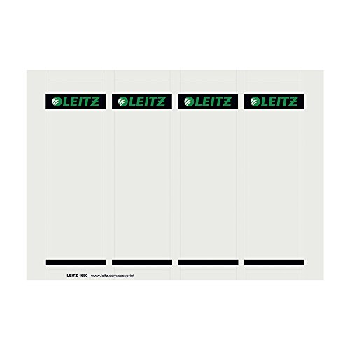 Leitz PC-beschriftbare Ordnerrücken Etiketten für Qualitäts-Ordner 180°, 100 Stück aus Karton, Kurzes und breites Format, 56 x 190 mm, grau, 16800085 von Leitz