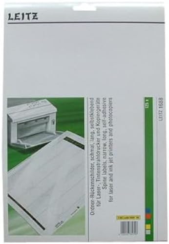 Leitz PC-beschriftbare Rückenschilder selbstklebend für Standard- und Hartpappe-Ordner, 125 Stück, Langes und schmales Format, 39 x 285 mm, Papier, gelb, 16880015 Leitz PC-beschriftbare Rückenschilder selbstklebend für Standard- und Hartpappe-Ordner, 125 Stück, Langes und schmales Format, 39 x 285 mm, Papier, gelb, 16880015 von Leitz