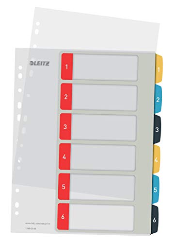 Leitz PC-beschriftbares Register in A4 Format, 1-6, Robust, Mehrfarbig, Cosy-Serie, 12460000 von Leitz