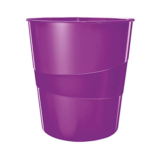 Leitz Papierkorb, 15 Liter, Kunststoff, Violett, WOW, 52781062 von Leitz
