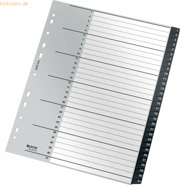 Leitz Plastikregister Recycle 1-31 A4 Maxi PP 31 Blatt schwarz Leitz Plastikregister Recycle 1-31 A4 Maxi PP 31 Blatt schwarz von Leitz