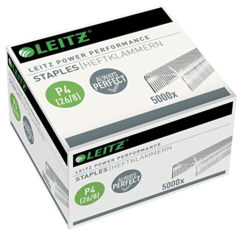 Leitz Power Performance Heftklammern P4 (26/8), Verzinkt, Box mit 5000 Heftklammern, 55590000 von Leitz