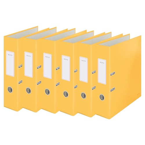 Leitz Qualitäts-Ordner, 6er Pack, A4, 600 Blatt, 8 cm Rückenbreite, Warmes Gelb, Cosy-Serie, 10610019 von Leitz
