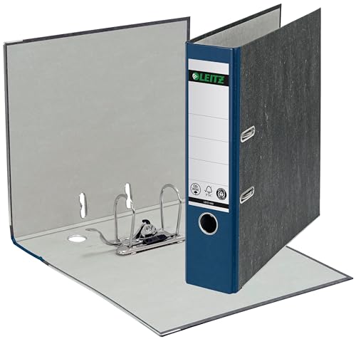 Leitz Qualitäts-Ordner 180°, 20er Pack, A4, klimaneutral, 100% recycelter Karton, 8 cm Rückenbreite, Wolkenmarmor-Papier (Blau) von Leitz