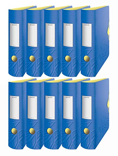 Leitz Qualitäts-Ordner 180° Active Urban Chic, A4, Abgerundeter Rücken mit 82 cm Breite, Gummibandverschluss, Leichtes Polyfoam (Blau, 10 Ordner / 82mm) von Leitz