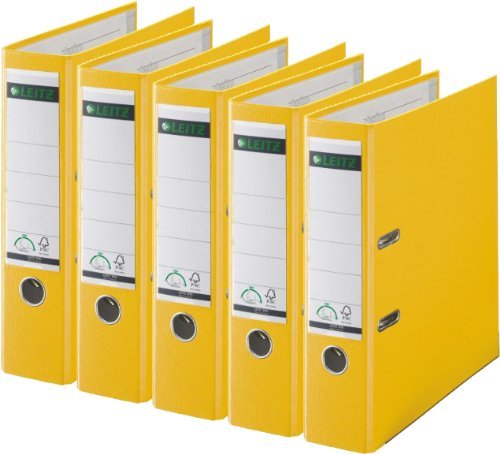 Leitz Qualitäts-Ordner Plastik-Cover (A4, 8 cm Rückenbreite) (A4 | 10er Pack, gelb) von Leitz
