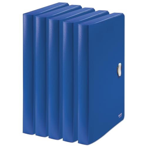 Leitz Recycle Ablagebox, 5er Pack, Für 250 Blatt A4, Aufbewahrungs- und Archivierungsbox, Premium Qualität, 100 % recycelbar, Klimaneutral, Umweltfreundlich, Recycle Serie, Blau, 46230035 von Leitz