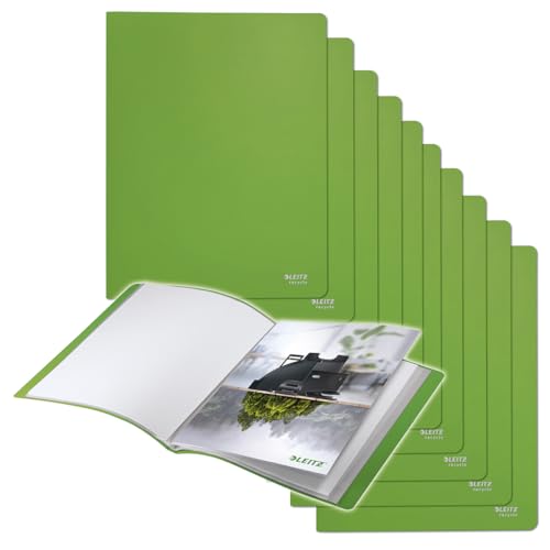 Leitz Recycle Sichtbuch A4, 10er Pack, Mit 20 Fächern für die Dokumentenablage, Premium-Qualität, 100 % recycelbar, Klimaneutral, Umweltfreundlich, Recycle Serie, Grün, 46760055 von Leitz