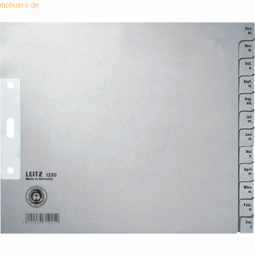 Leitz Register A4 Jan.-Dez.1/2 Format 100g/qm grau Leitz Register A4 Jan.-Dez.1/2 Format 100g/qm grau von Leitz