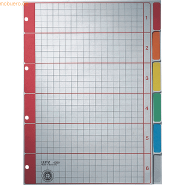 Leitz Register A4 blanko 230g/qm Karton grau 6-teilig Leitz Register A4 blanko 230g/qm Karton grau 6-teilig von Leitz