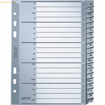 Leitz Register A5 A-Z PP grau von Leitz