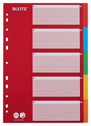 Leitz Register für A4, Deckblatt und 5 Trennblätter mit Taben, Rot/Mehrfarbig, Recyclingkarton, 43866000 Leitz Register für A4, Deckblatt und 5 Trennblätter mit Taben, Rot/Mehrfarbig, Recyclingkarton, 43866000 von Leitz