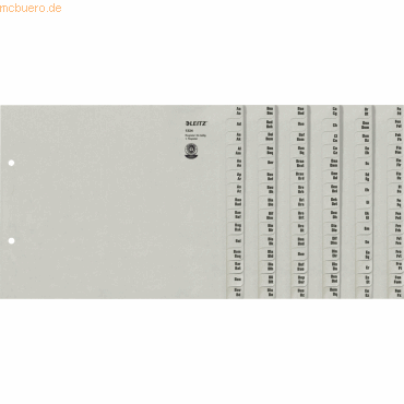Leitz Registerserie A4+ 1/2 Höhe Tauenpapier A-Z 24 Abläufe grau von Leitz
