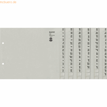 Leitz Registerserie A4 1/2 Höhe Tauenpapier A-Z 36 Abläufe grau Leitz Registerserie A4 1/2 Höhe Tauenpapier A-Z 36 Abläufe grau von Leitz