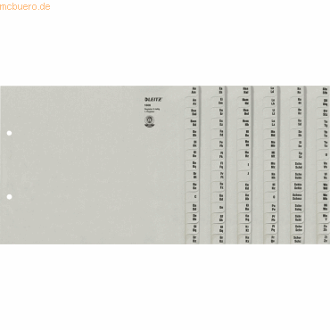Leitz Registerserie A4 1/2 Höhe Tauenpapier A-Z 6 Abläufe grau von Leitz