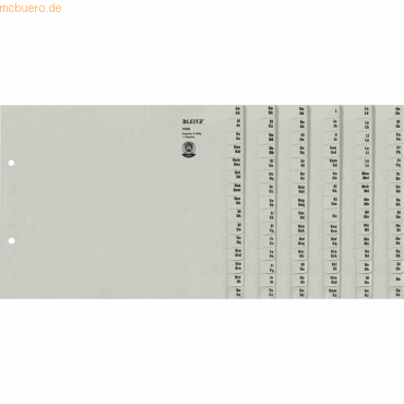 Leitz Registerserie A4 1/2 Höhe Tauenpapier A-Z 8 Abläufe grau Leitz Registerserie A4 1/2 Höhe Tauenpapier A-Z 8 Abläufe grau von Leitz