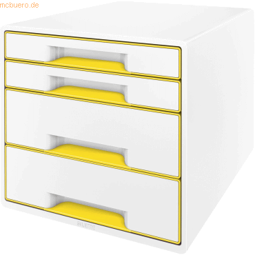 Leitz Schubladenbox Wow Cube 4 Schubladen Polystyrol weiß/gelb Leitz Schubladenbox Wow Cube 4 Schubladen Polystyrol weiß/gelb von Leitz