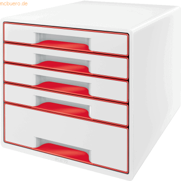 Leitz Schubladenbox Wow Cube 5 Schubladen PS perlweiß/rot Leitz Schubladenbox Wow Cube 5 Schubladen PS perlweiß/rot von Leitz