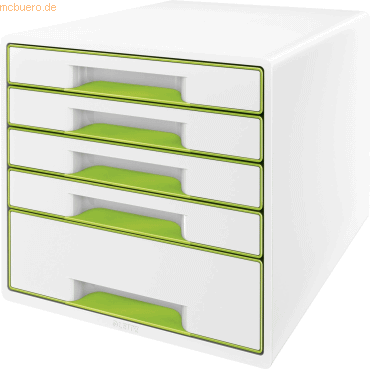 Leitz Schubladenbox Wow Cube 5 Schubladen Polystyrol weiß/grün von Leitz