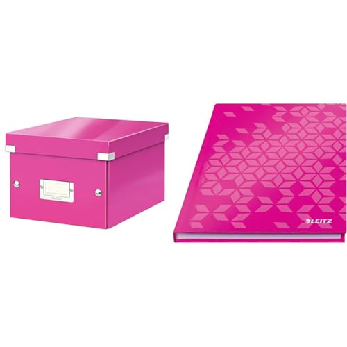 Leitz Set Click & Store Aufbewahrungsbox mit Deckel Klein + Notizbuch A5 kariert, Hardcover, Box für Unterlagen bis A5, Transportbox aus 84% recycelter Premium-Hartpappe, Pink, 60430023 + 46281023 Leitz Set Click & Store Aufbewahrungsbox mit Deckel Klein + Notizbuch A5 kariert, Hardcover, Box für Unterlagen bis A5, Transportbox aus 84% recycelter Premium-Hartpappe, Pink, 60430023 + 46281023 von Leitz