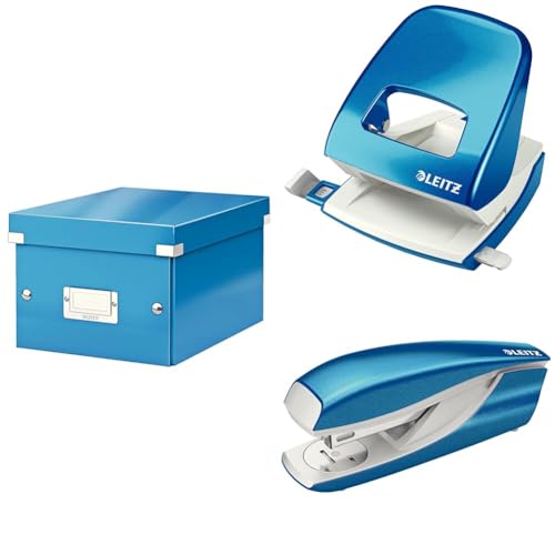 Leitz Set Click & Store Aufbewahrungsbox mit Deckel Klein mit Locher und Heftgerät für 30 Blatt, Box für Unterlagen bis A5 im Büro u. Haushalt, WOW Serie, Blau, 60430036 + 50081036 + 55021036 Leitz Set Click & Store Aufbewahrungsbox mit Deckel Klein mit Locher und Heftgerät für 30 Blatt, Box für Unterlagen bis A5 im Büro u. Haushalt, WOW Serie, Blau, 60430036 + 50081036 + 55021036 von Leitz