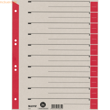 Leitz Trennblatt 16520025 DIN A4 230g Karton rot 100 Stück Leitz Trennblatt 16520025 DIN A4 230g Karton rot 100 Stück von Leitz
