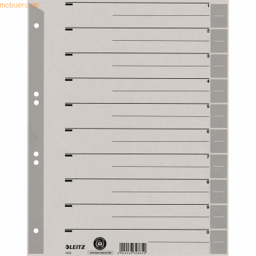 Leitz Trennblatt 16520085 DIN A4 230g Karton grau 100 Stück von Leitz