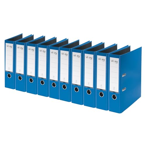 Leitz VON Leitz Ordner A4, 10er Pack, Karton mit Kunststoffeinband, 80 mm Rückenbreite, Für 600 Blatt, Blauer Engel & FSC-zertifiziert, Für Schule, Studium & Zuhause, Blau, 10550035 von Leitz