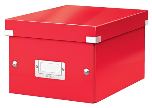 Leitz WOW A5 Aufbewahrungsbox, Click & Store-Reihe, kleine Aufbewahrungsbox aus Karton, rot, 60430026 von Leitz