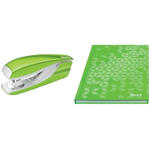 Leitz WOW Set Büro Heftgerät + Notizbuch A5 kariert, Hardcover, 160 Seiten, 80 Blatt, 30 Blatt Tacker mit 200 Heftklammern, Hefter aus Metall mit Kunststoffelementen, Grün, 55021054 + 46281054 Leitz WOW Set Büro Heftgerät + Notizbuch A5 kariert, Hardcover, 160 Seiten, 80 Blatt, 30 Blatt Tacker mit 200 Heftklammern, Hefter aus Metall mit Kunststoffelementen, Grün, 55021054 + 46281054 von Leitz